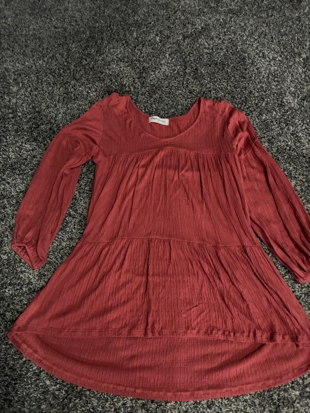 Impressions Women's Rust Long-Sleeve Tiered Tunic Top